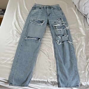 American Eagle Outfitters Ripped Light Blue Boyfriend Jeans